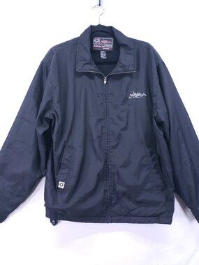 Vintage Tribal Black Windbreaker Jacket Size XL Y2K Streetwear Nylon Full Zip